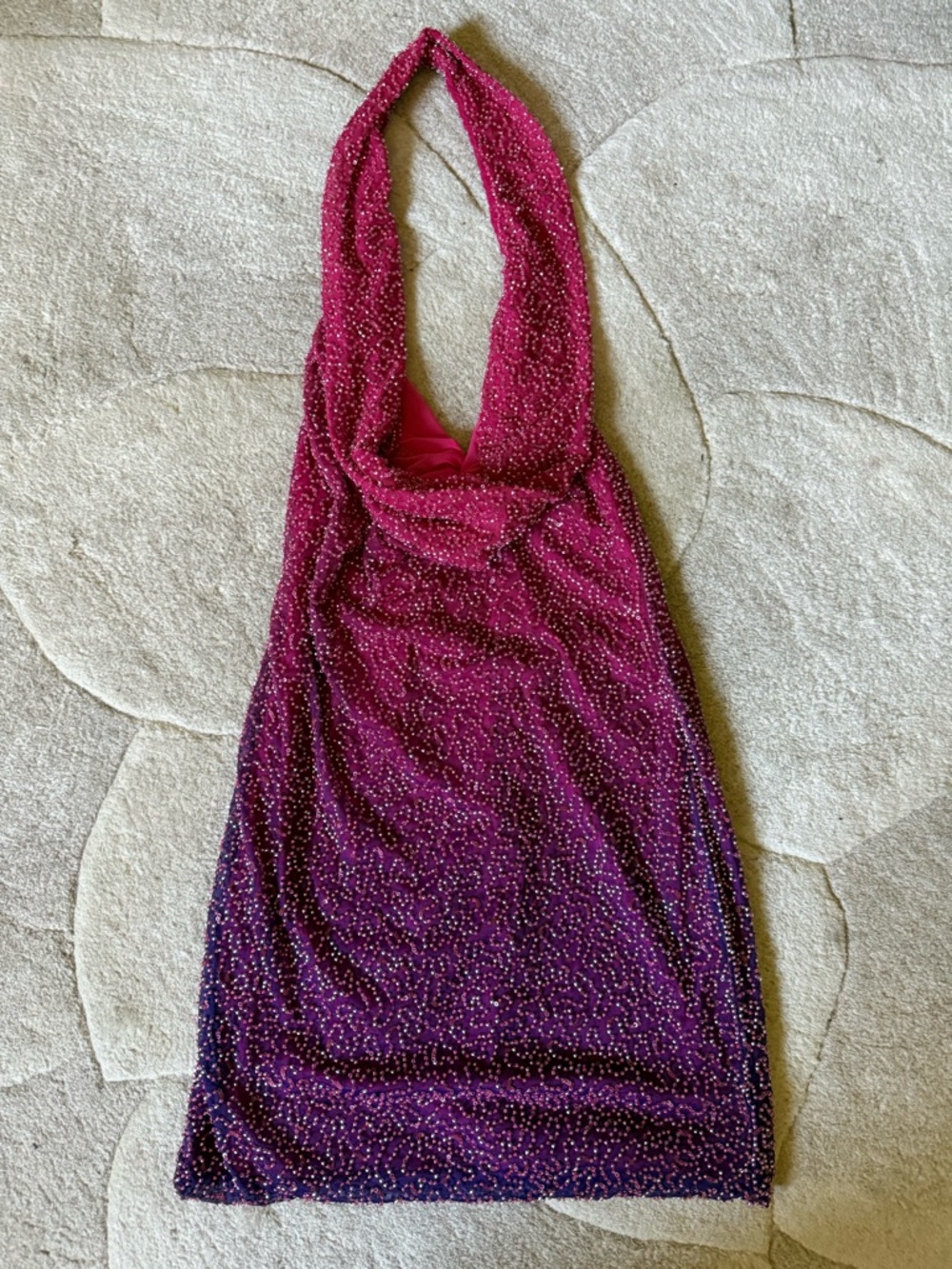 OH POLLY Namur Embellished
Halter Neck Mini Dress Pink Purple
Ombré US 4 UK 8 - Picture 7 of 8